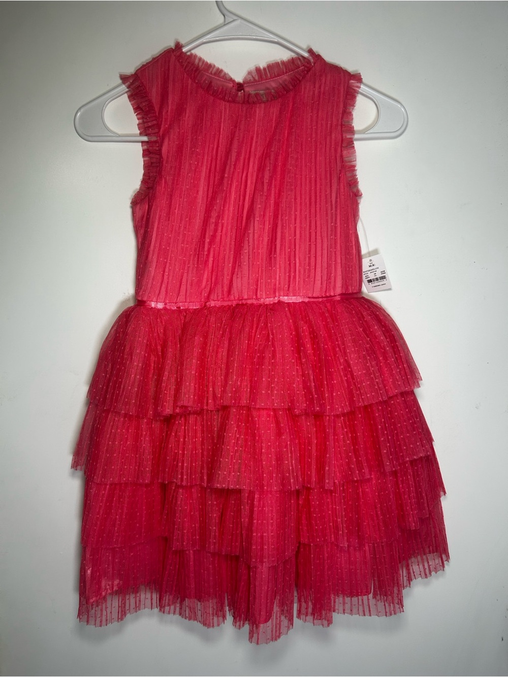 Zenzi Ruffled Neckline Layered Tulle Dress